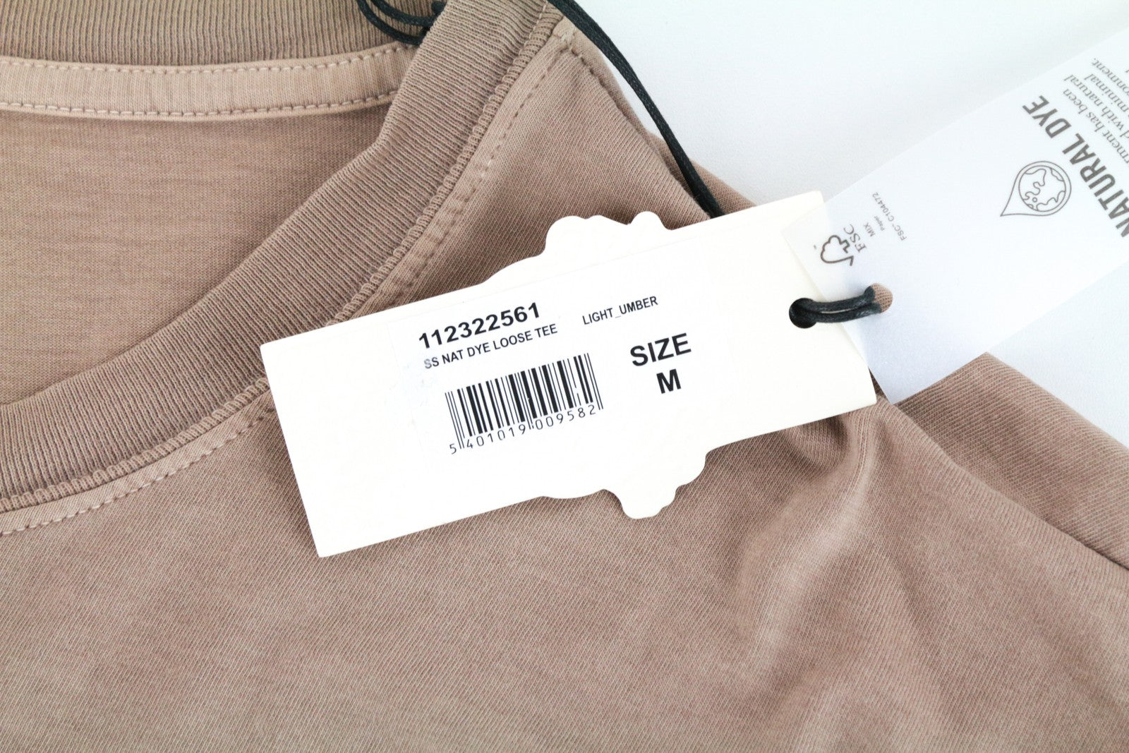 LEE Men's T-Shirt M Brown Short Sleeve Cotton Loose Fit Logo Tee