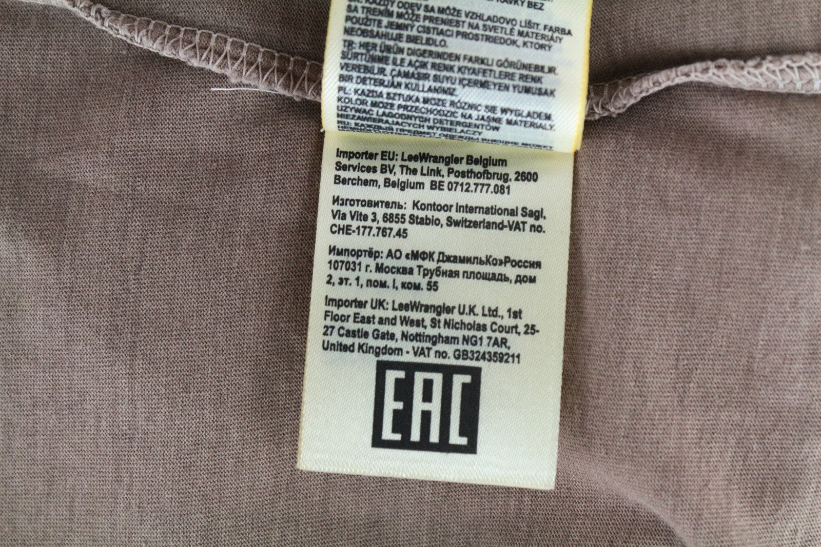 LEE Men's T-Shirt M Brown Short Sleeve Cotton Loose Fit Logo Tee