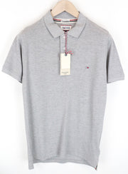 TOMMY HILFIGER DENIM Men's S Polo T-Shirt Grey Collared Cotton Short Sleeve