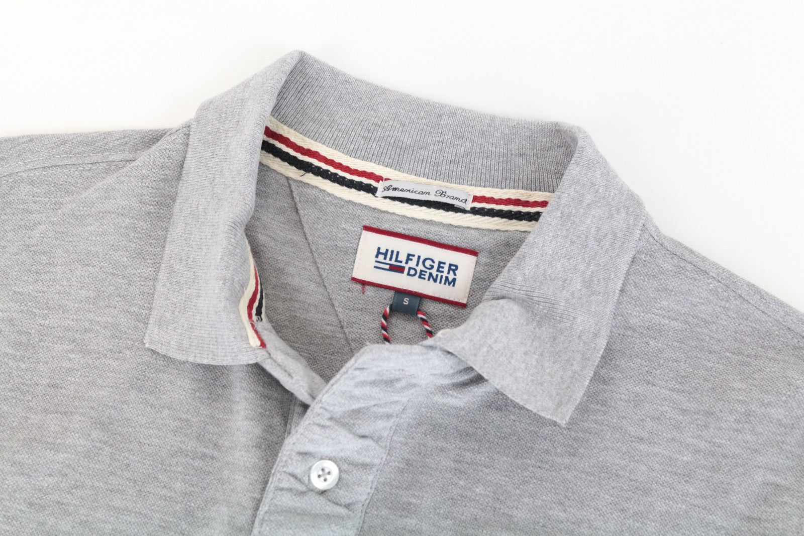 TOMMY HILFIGER DENIM Men's S Polo T-Shirt Grey Collared Cotton Short Sleeve