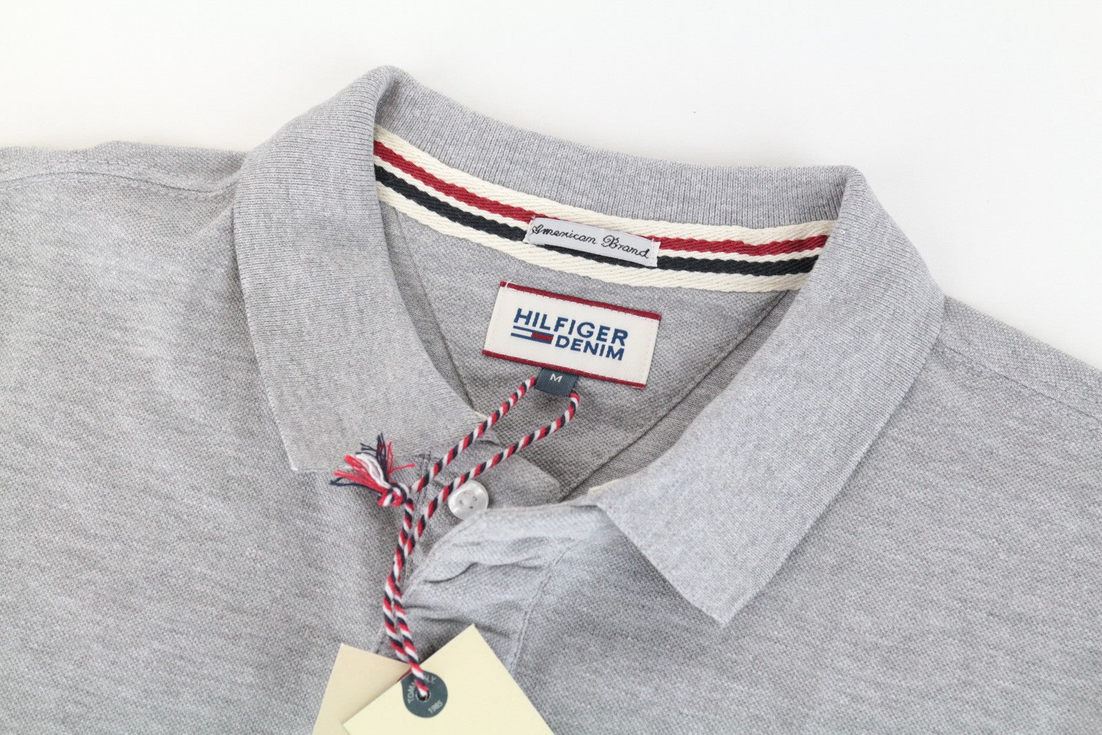 TOMMY HILFIGER DENIM Men's M Polo Shirt Grey Collared Pure Cotton Short Sleeve