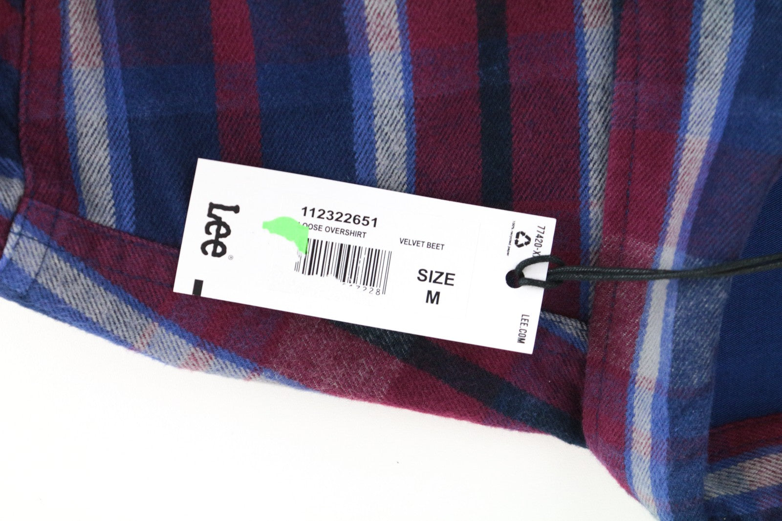 LEE Men's M Flannel Shirt Blue Cotton Checked Long Sleeve Button-Up Style