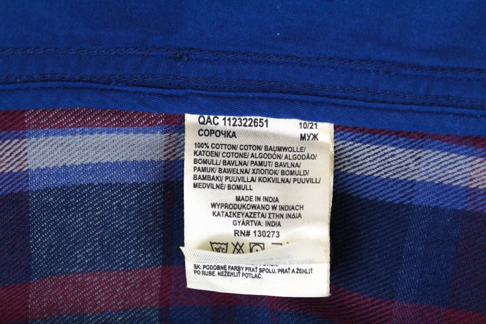 LEE Men's M Flannel Shirt Blue Cotton Checked Long Sleeve Button-Up Style