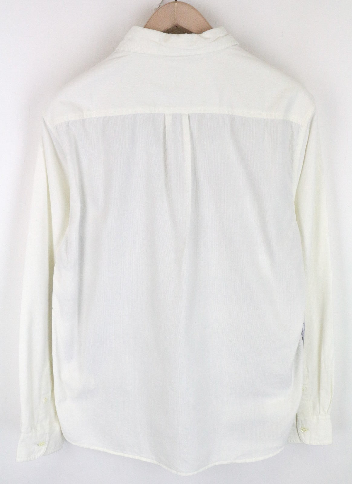 WRANGLER Men's M Shirt Corduroy Off-White Cotton Check Long Sleeve Buttoned