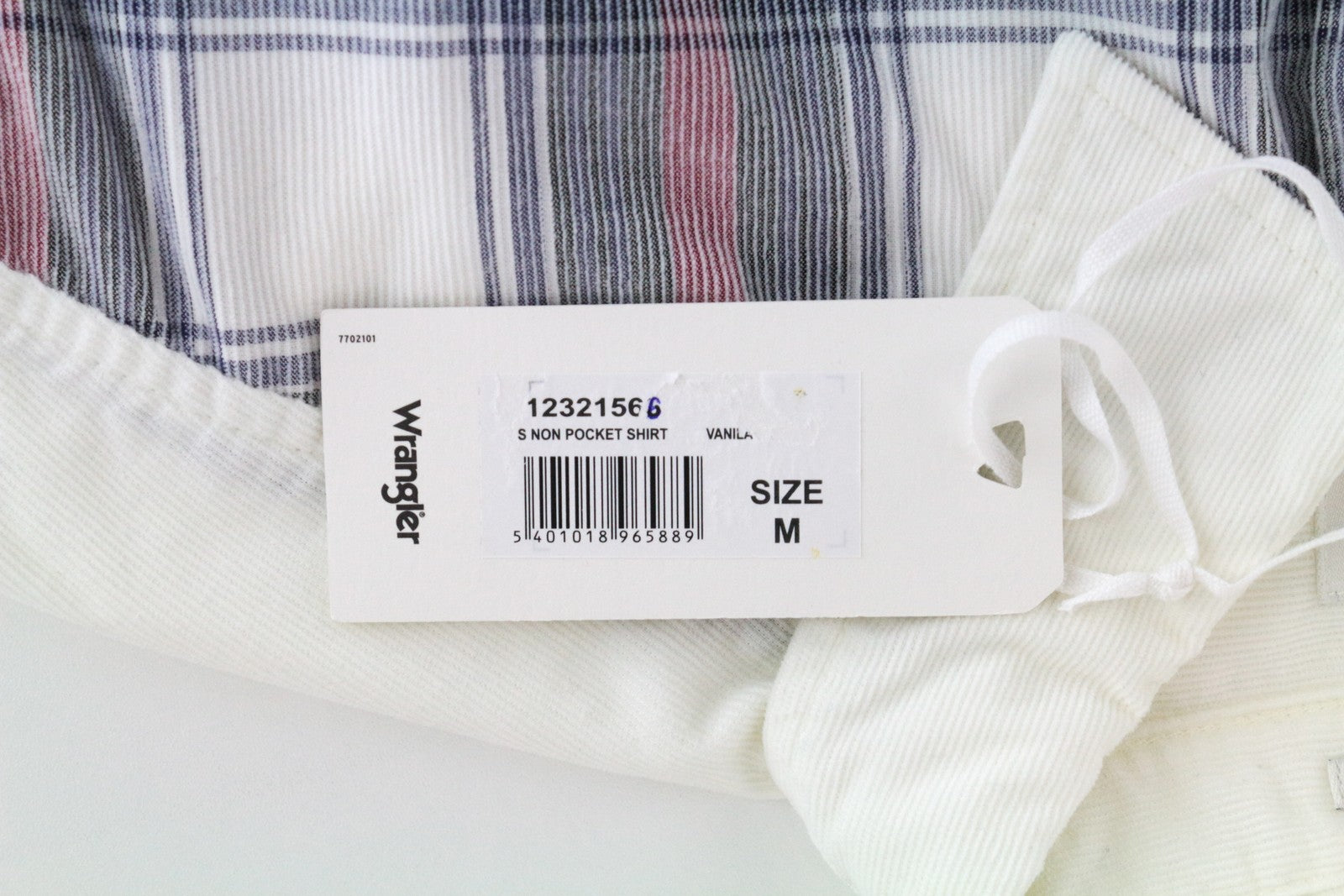 WRANGLER Men's M Shirt Corduroy Off-White Cotton Check Long Sleeve Buttoned