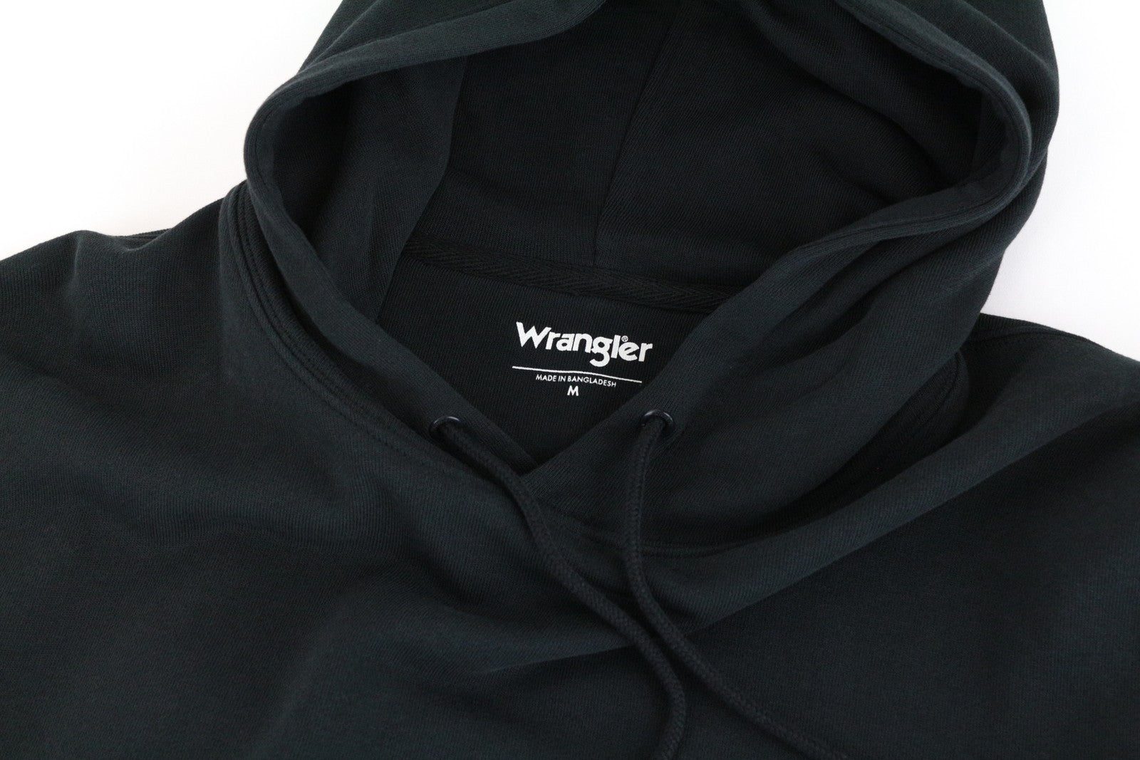 WRANGLER Men's Sweatshirt M Black Washed Hoodie Cotton Pullover Long Sleeved