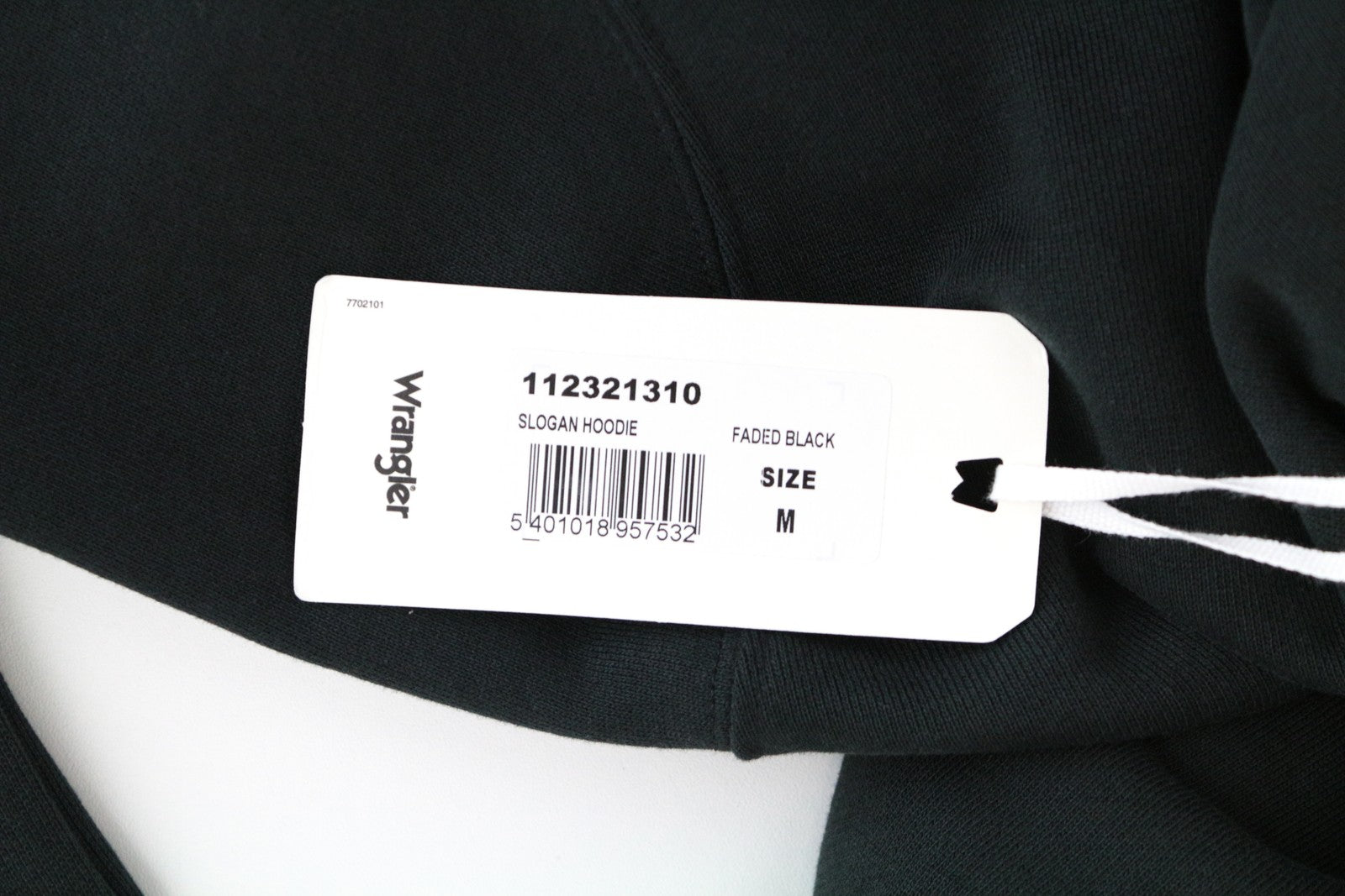 WRANGLER Men's Sweatshirt M Black Washed Hoodie Cotton Pullover Long Sleeved