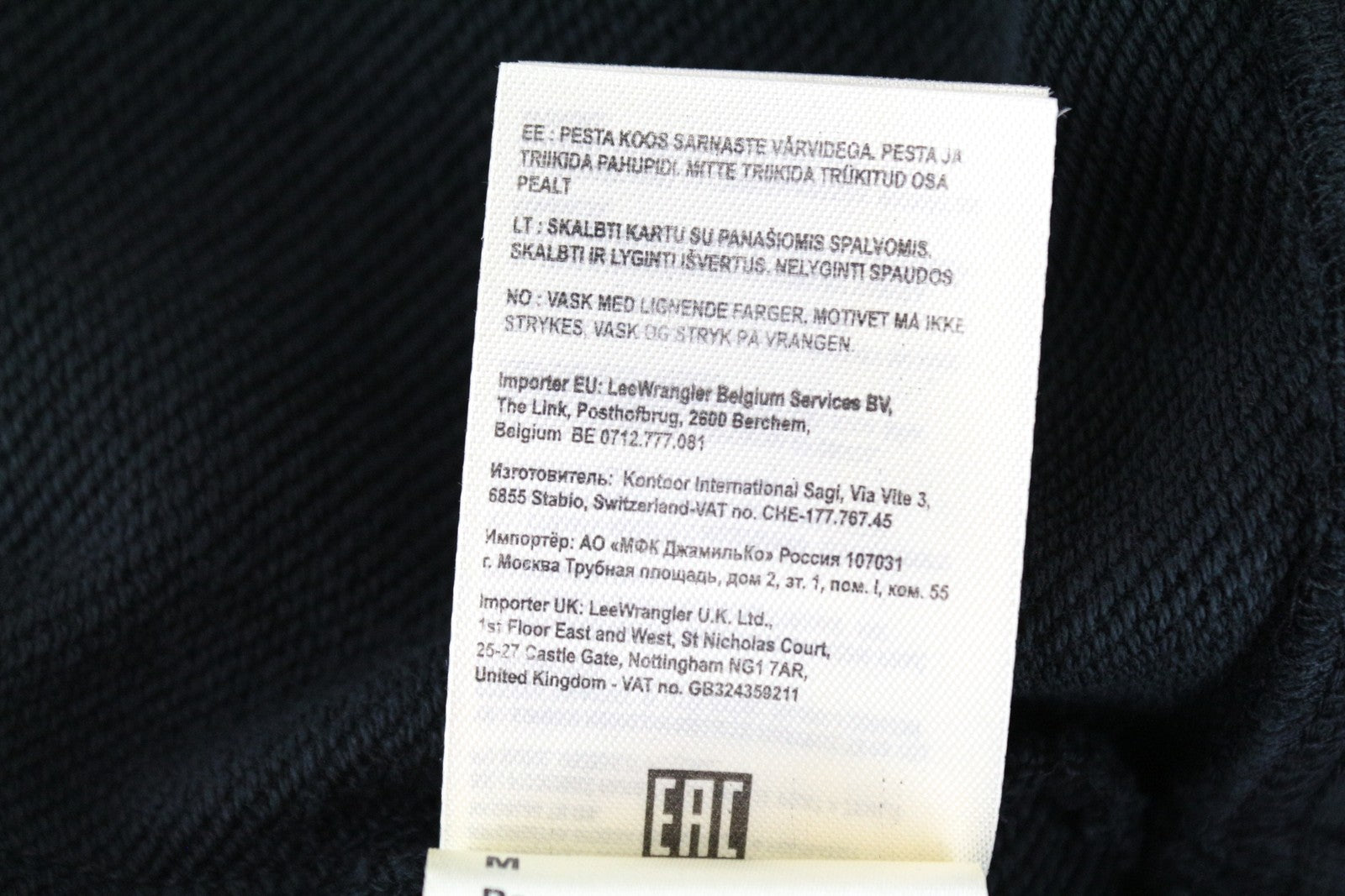 WRANGLER Men's Sweatshirt M Black Washed Hoodie Cotton Pullover Long Sleeved