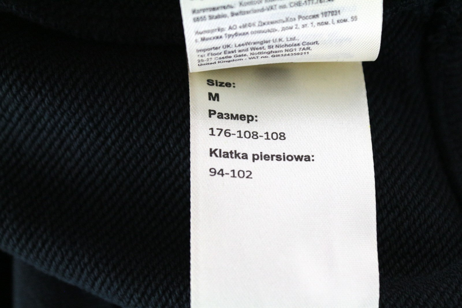 WRANGLER Men's Sweatshirt M Black Washed Hoodie Cotton Pullover Long Sleeved