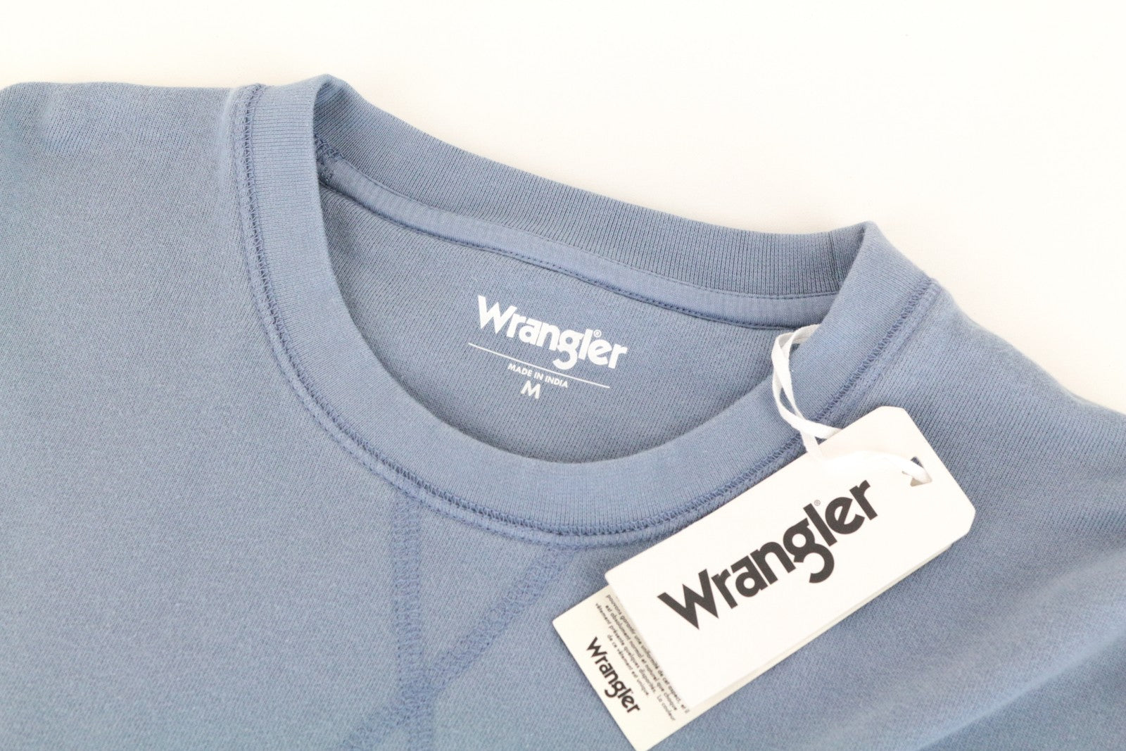 WRANGLER Men's M Sweatshirt Blue Washed Cotton Pullover Long Sleeved