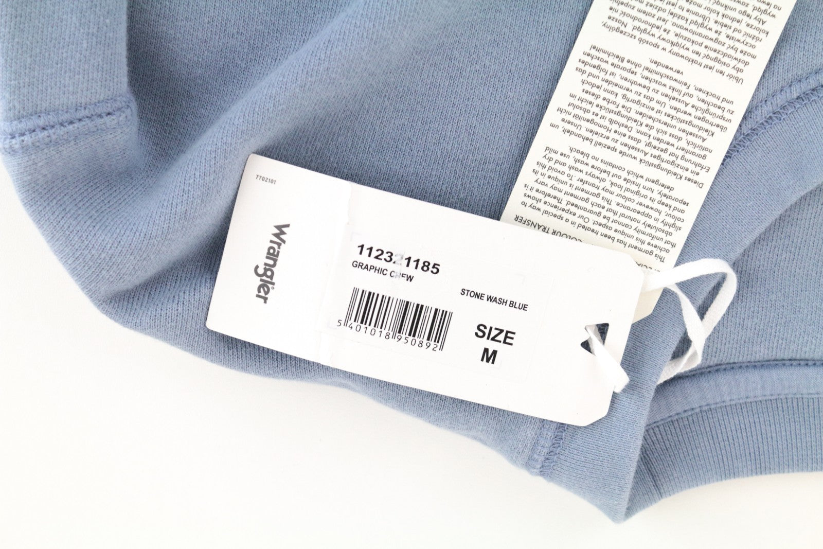 WRANGLER Men's M Sweatshirt Blue Washed Cotton Pullover Long Sleeved