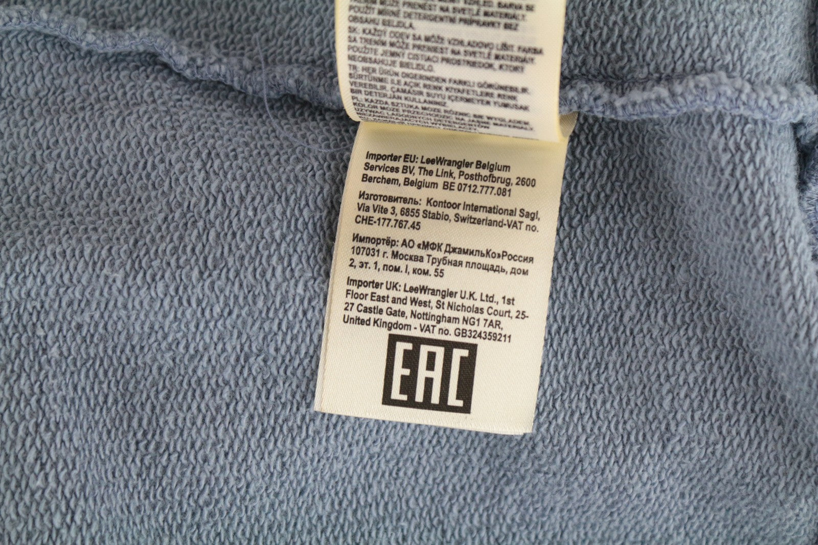 WRANGLER Men's M Sweatshirt Blue Washed Cotton Pullover Long Sleeved