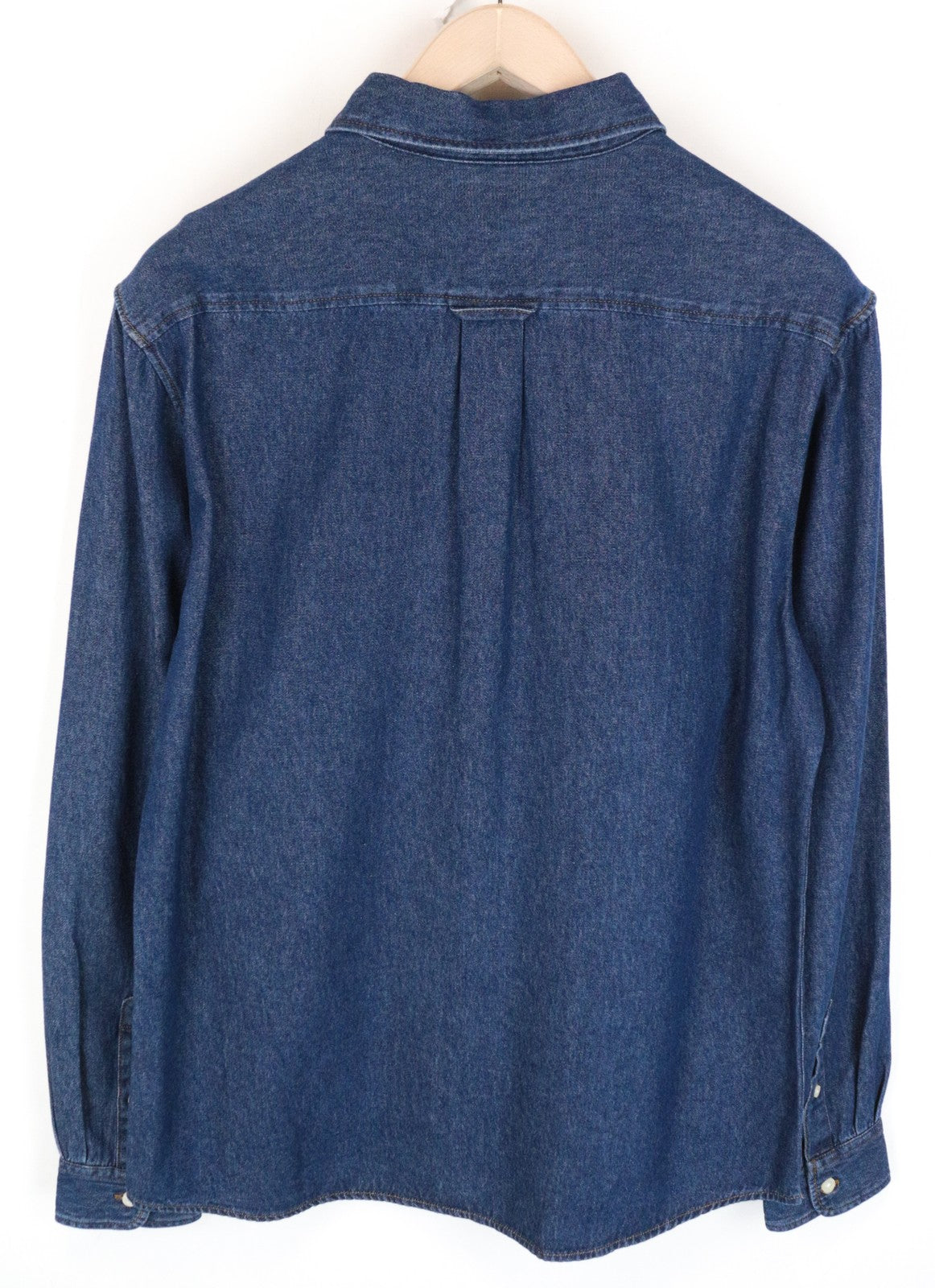 WRANGLER Men's M Blue Denim Shirt Pure Cotton Pocketed Button-Up