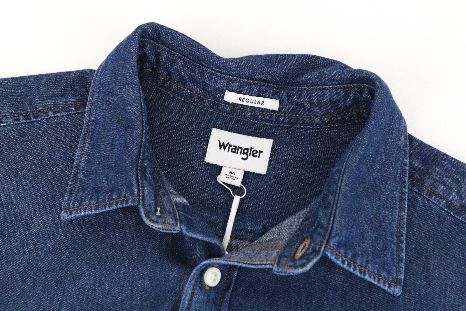 WRANGLER Men's M Blue Denim Shirt Pure Cotton Pocketed Button-Up