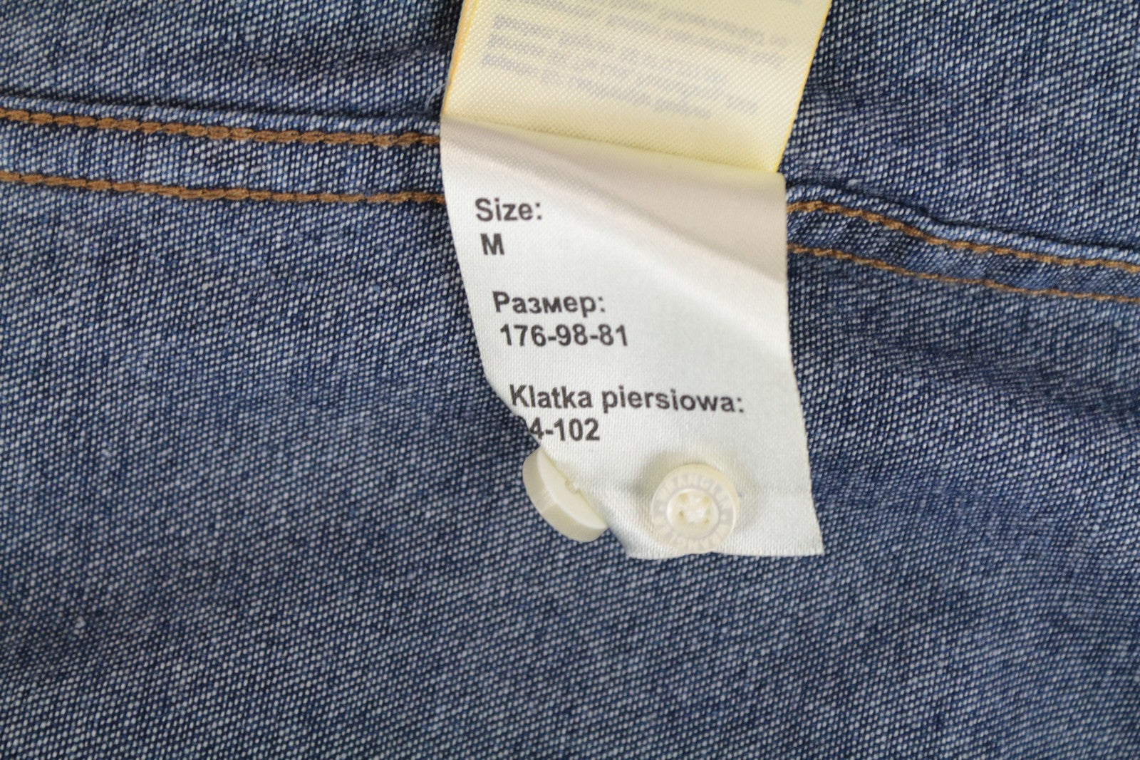 WRANGLER Men's M Blue Denim Shirt Pure Cotton Pocketed Button-Up