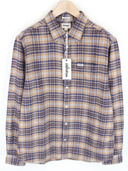 WRANGLER Men's M Light Brown Checked Cotton Shirt Long Sleeves