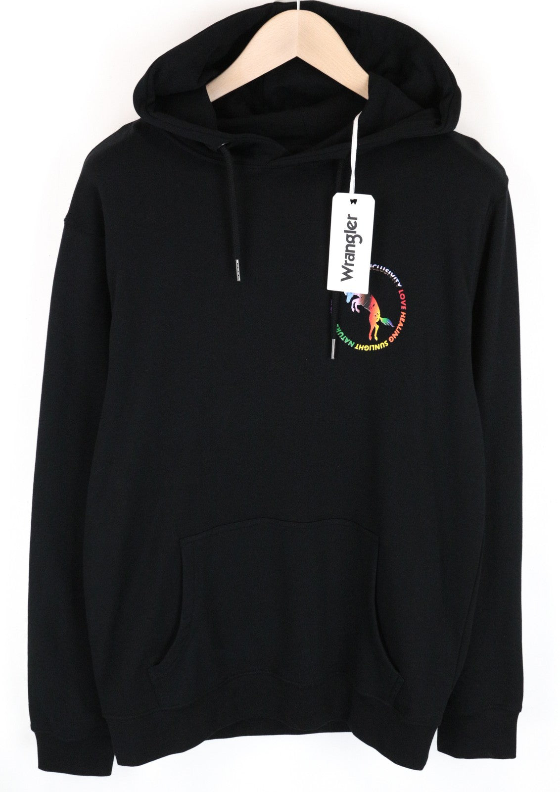 WRANGLER Men's M Black Cotton Hoodie Pullover Long Sleeve Sweatshirt