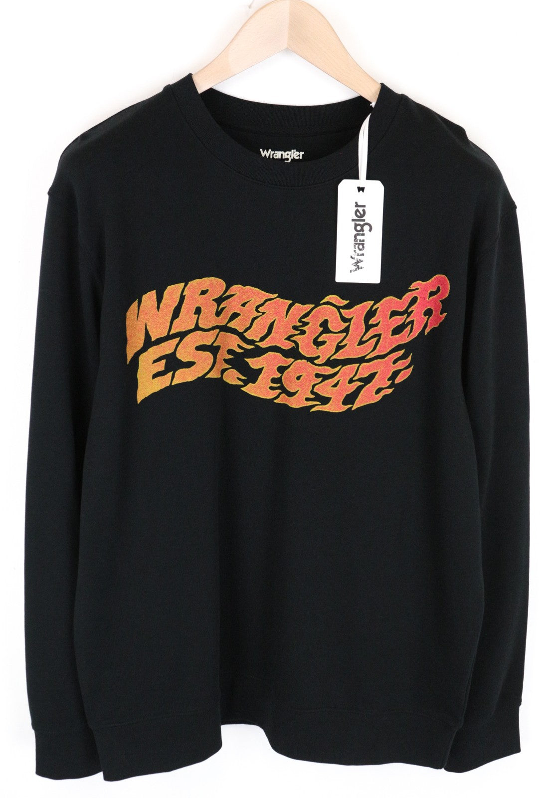 WRANGLER Men's M Black Cotton Sweatshirt Pullover Printed Logo