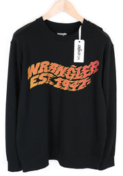 WRANGLER Men's M Black Cotton Sweatshirt Pullover Printed Logo