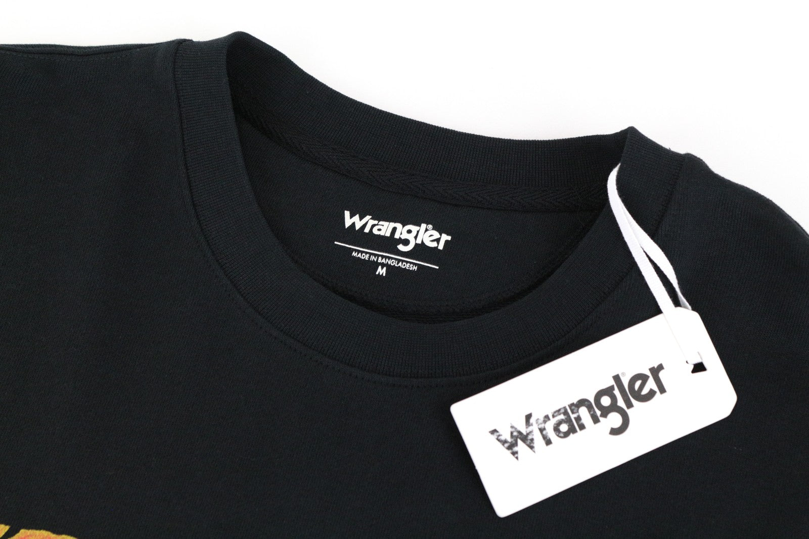 WRANGLER Men's M Black Cotton Sweatshirt Pullover Printed Logo