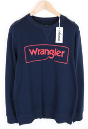 WRANGLER Men's M Blue Cotton Logo Sweatshirt Pullover Casual