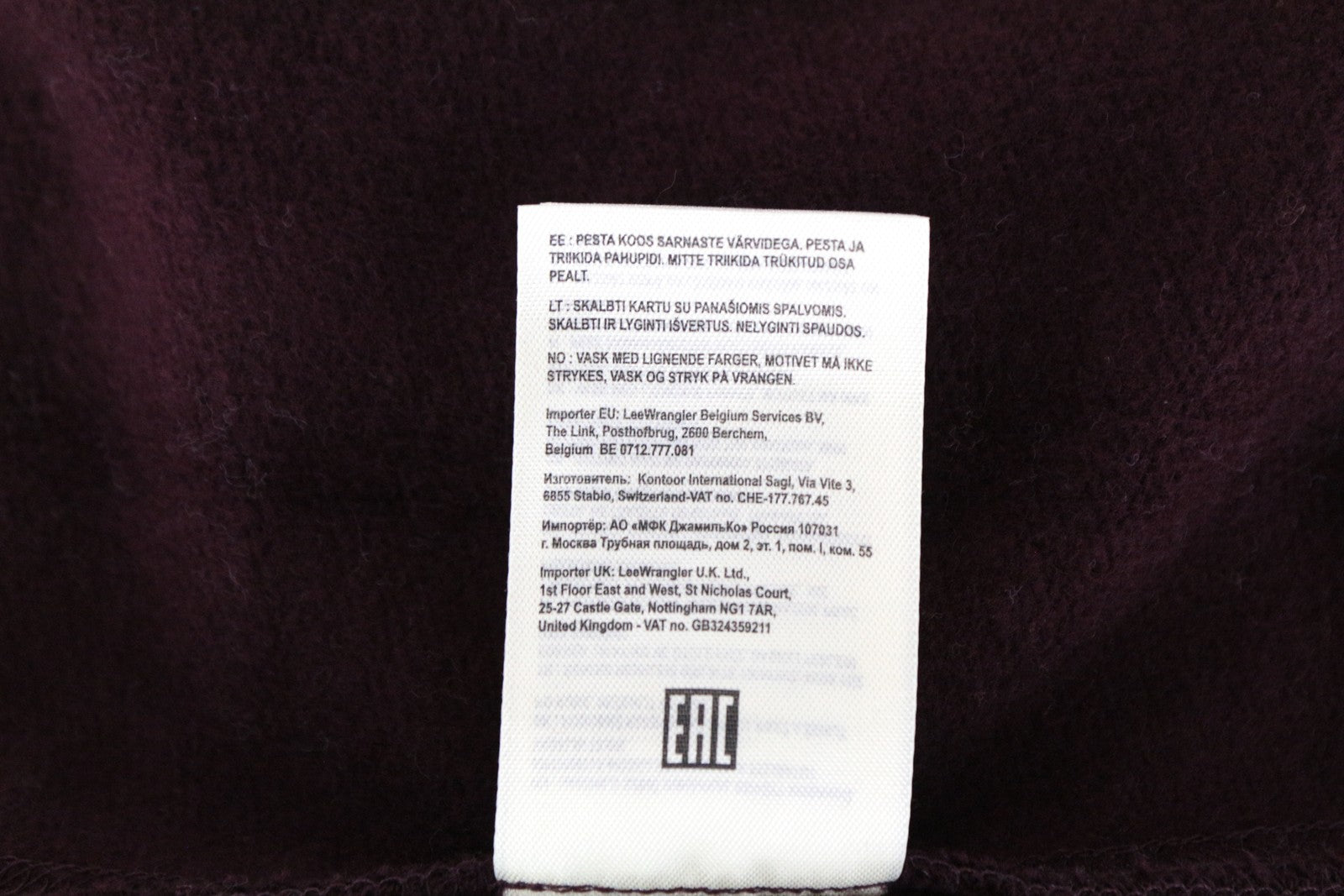 LEE Men's M Purple Cotton Pullover Sweatshirt Long Sleeves Casual