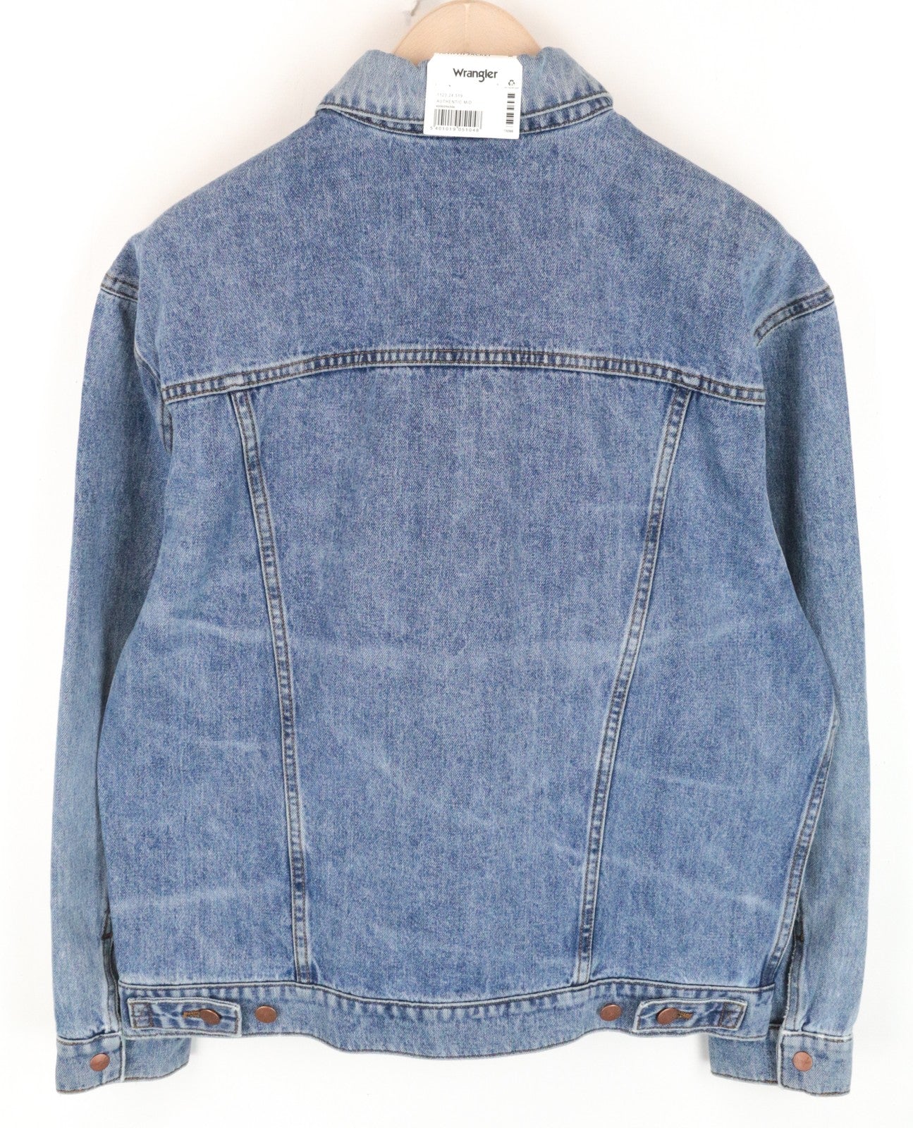 WRANGLER Men's M Blue Washed Denim Anti Fit Jacket Long Sleeves