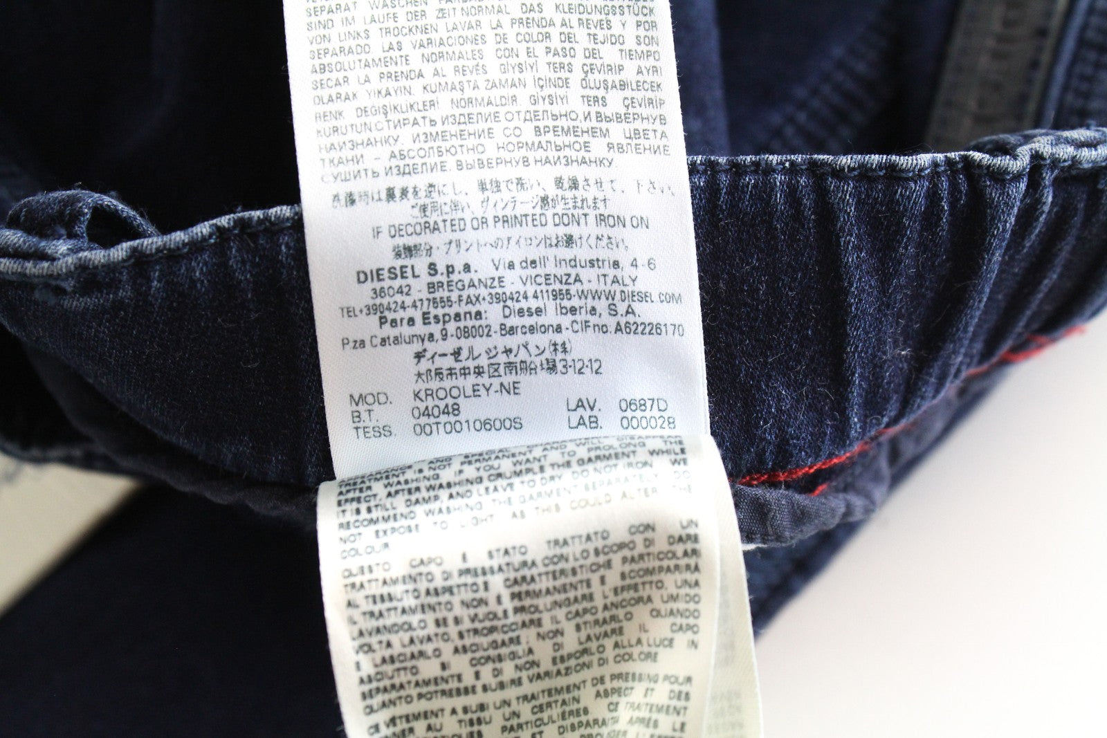 DIESEL Krooley-NE 0687D Men's W28 Slim Fit Jogg Sweat Blue Stretchy Jeans