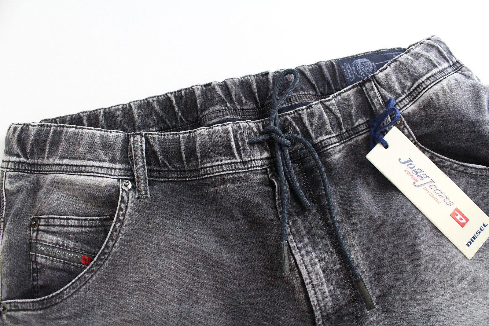 DIESEL Krooley-NE 0855B Men's W38 Slim Carrot Fit Jogg Mid-Grey Stretch Jeans