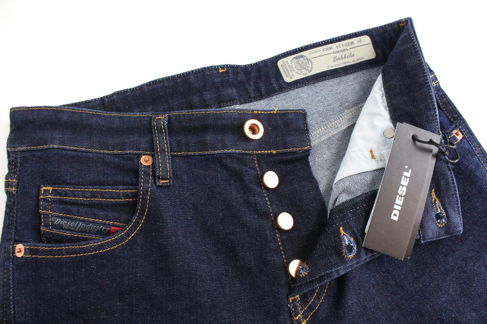 DIESEL Babhila 069CF Women's W27/L34 Blue Stretch Regular Slim Fit Jeans