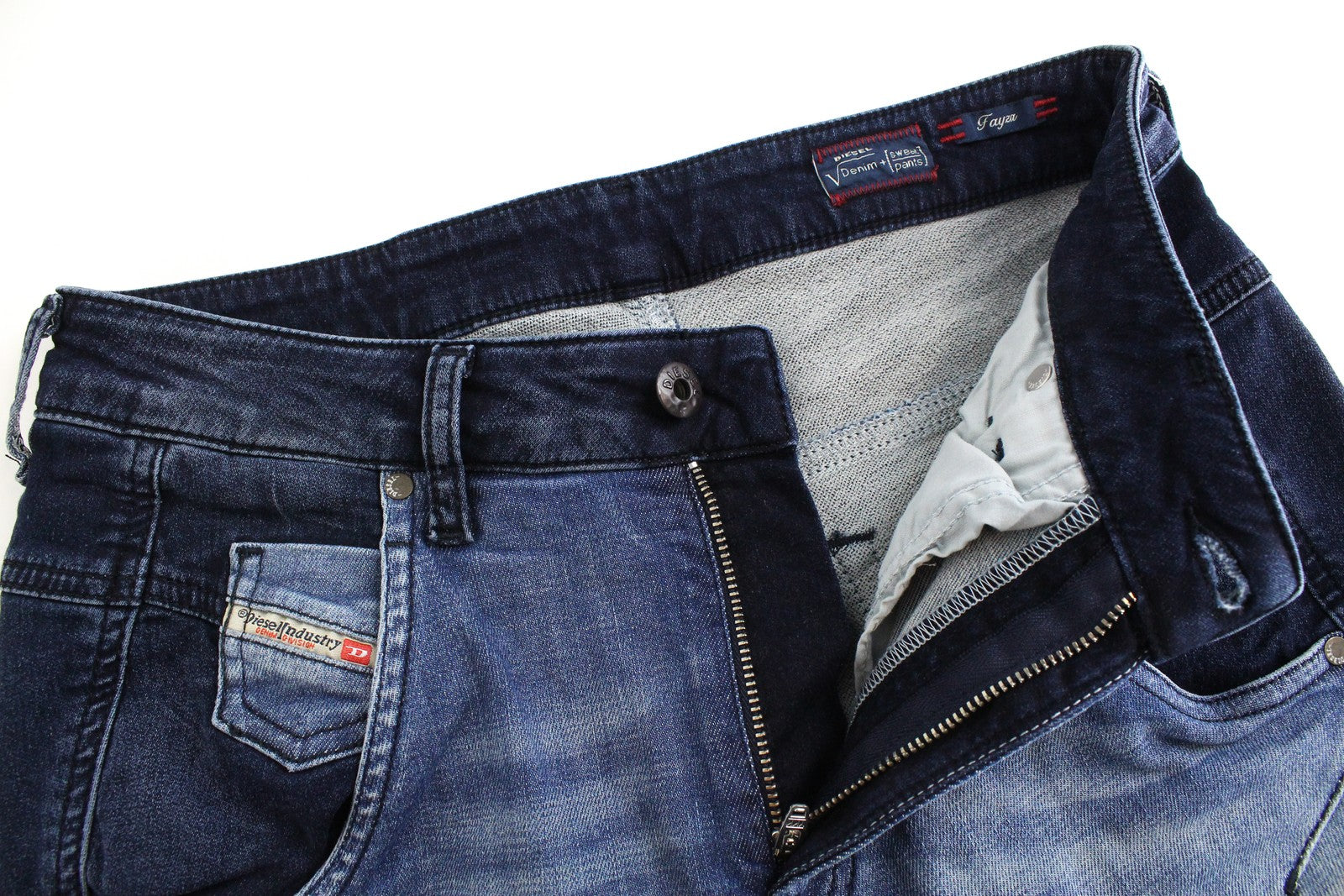 DIESEL Fayza-NE 0667A Women's W25 Boyfriend Blue Jogg Jeans Zip Low Crotch