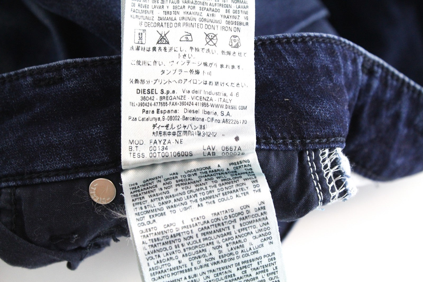 DIESEL Fayza-NE 0667A Women's W25 Boyfriend Blue Jogg Jeans Zip Low Crotch