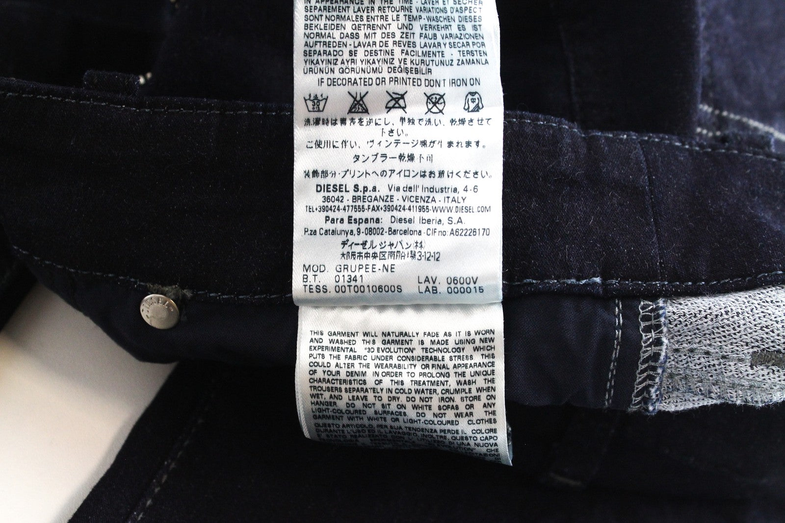 DIESEL Grupee-NE 0600V Women's W25 Dark Blue Skinny Fit Zipped Jogg Jeans