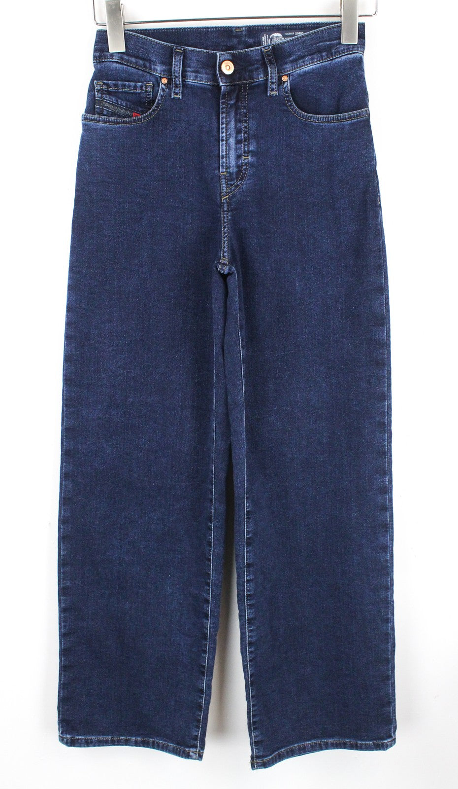 DIESEL Widee-NE 0686X Women's W23 Cropped Straight Jeans Blue Jogg Sweat