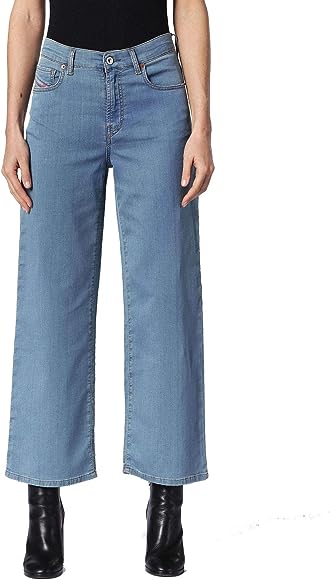 DIESEL Widee-NE 0699A Women's W25 Cropped Blue Straight Jogg Sweat Jeans