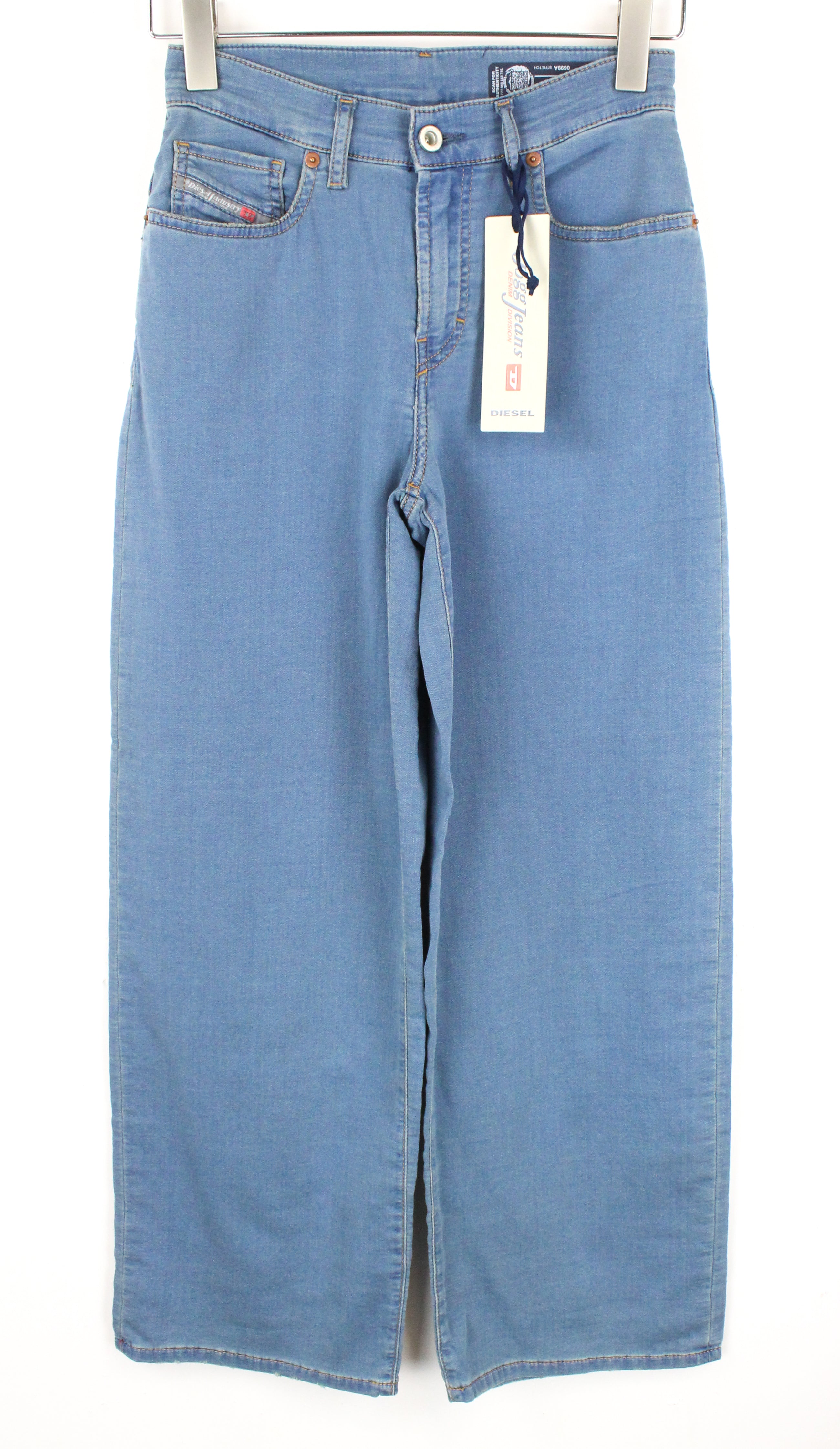 DIESEL Widee-NE 0699A Women's W25 Cropped Blue Straight Jogg Sweat Jeans