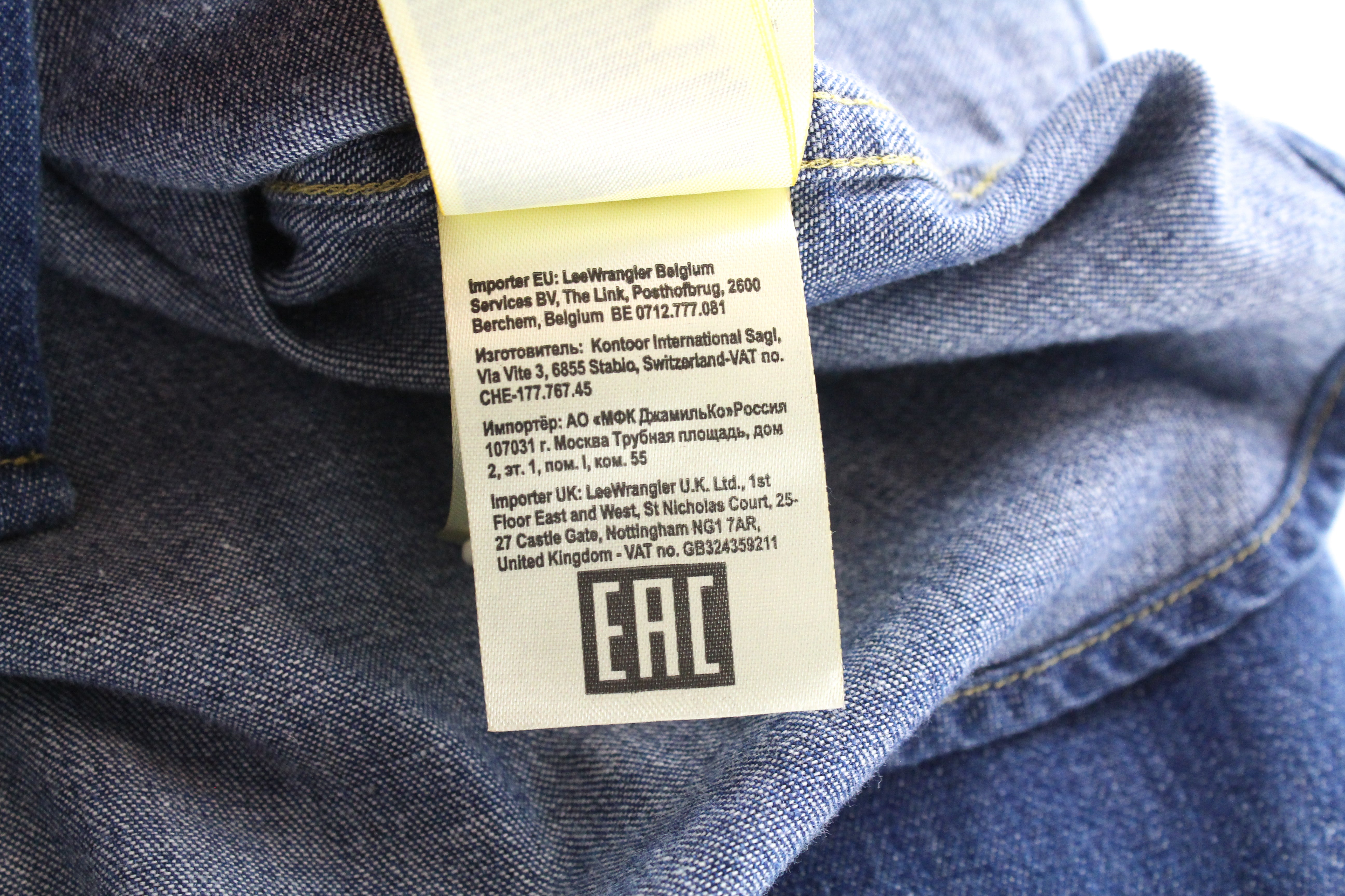 LEE Leesure Men's M Mid-Blue Denim-Look Shirt Classic Spread Button-Up