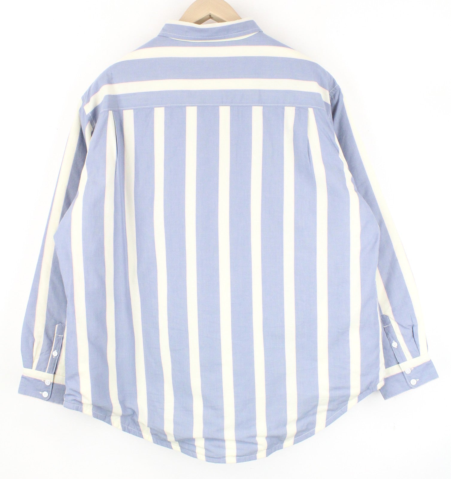 WRANGLER Women's S White Padded Shacket Stone Washed Blue Stripes