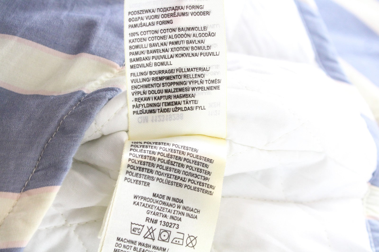 WRANGLER Women's S White Padded Shacket Stone Washed Blue Stripes