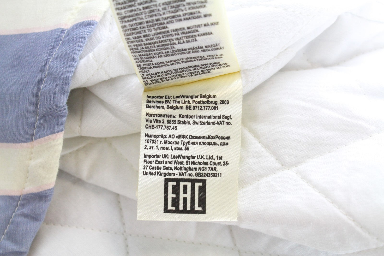 WRANGLER Women's S White Padded Shacket Stone Washed Blue Stripes