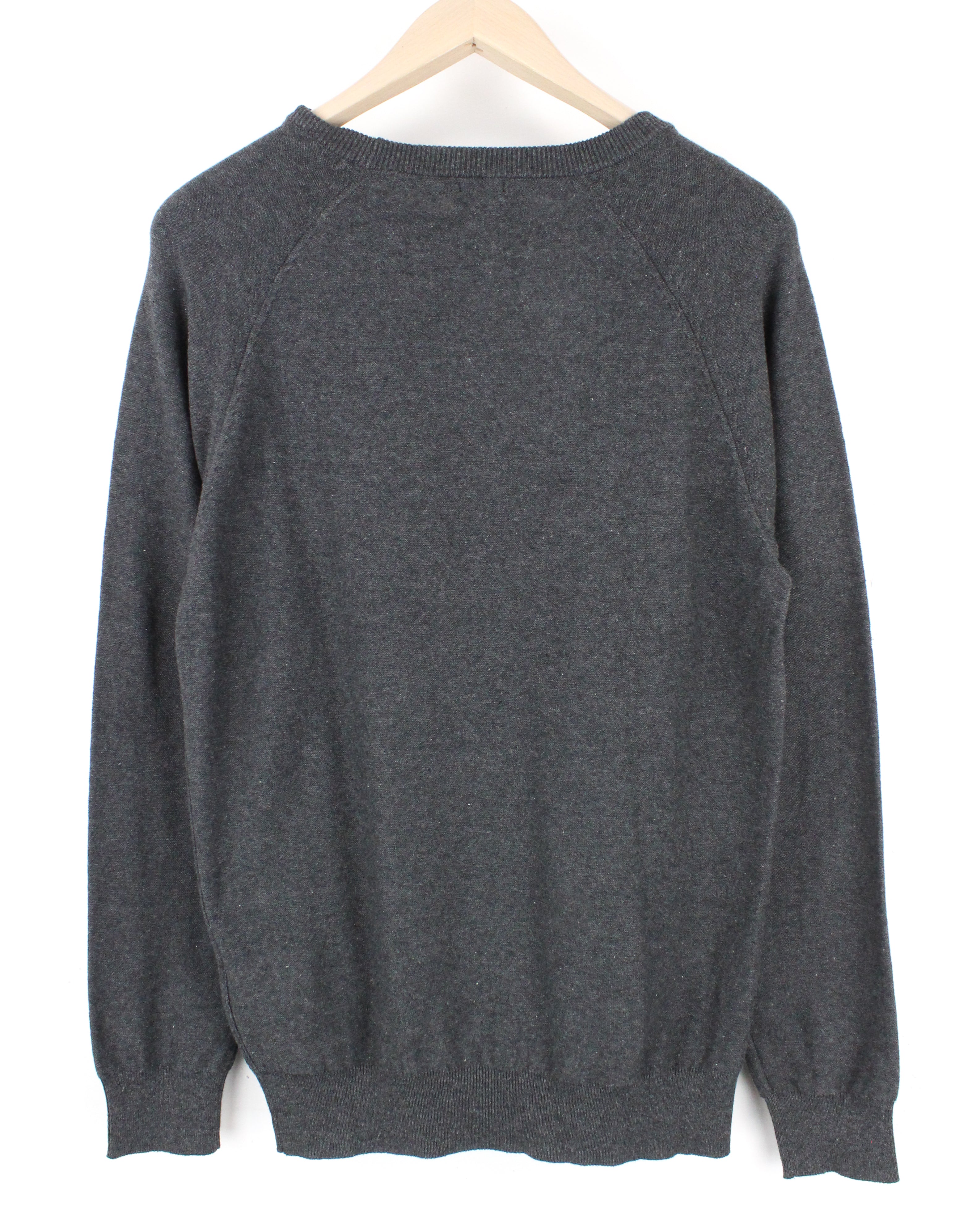 LEE Women's M Dark Grey Cotton Jumper Melange Crew Neck Tight-Knit