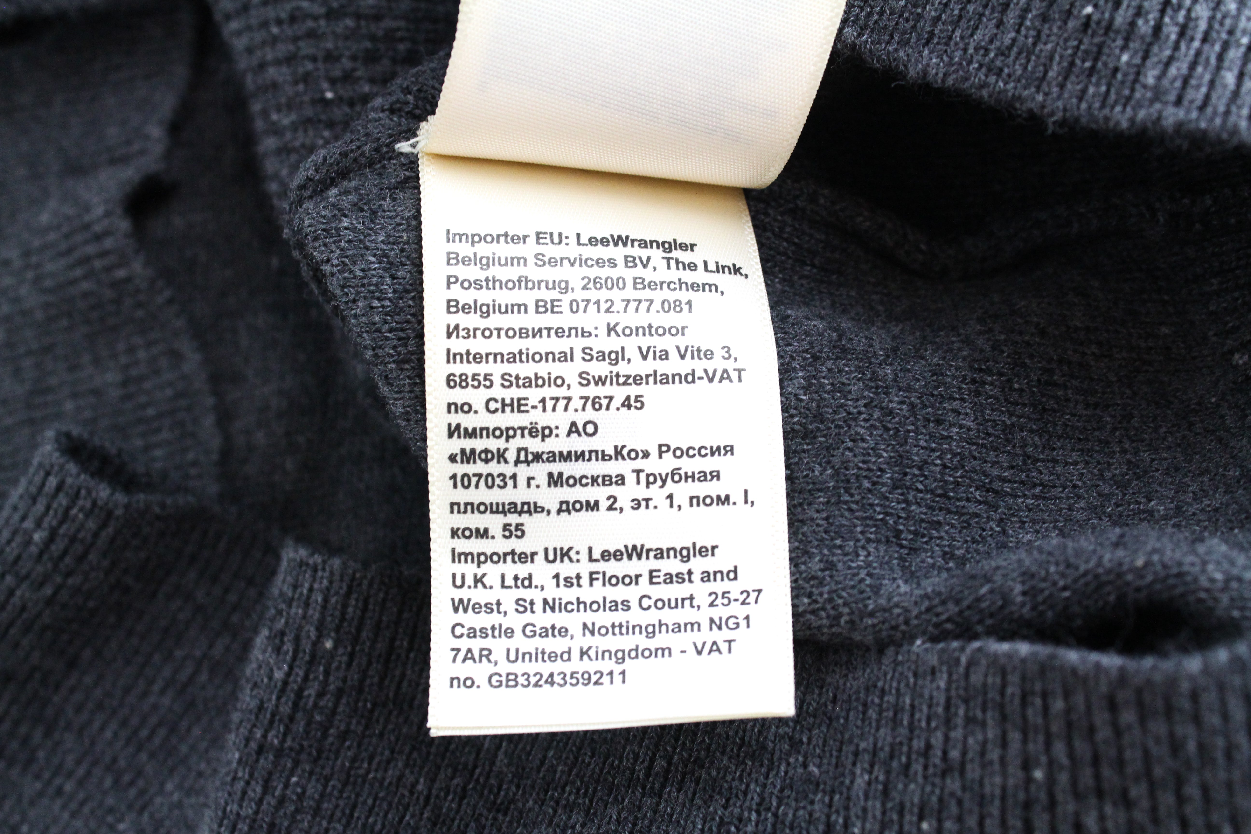 LEE Women's M Dark Grey Cotton Jumper Melange Crew Neck Tight-Knit