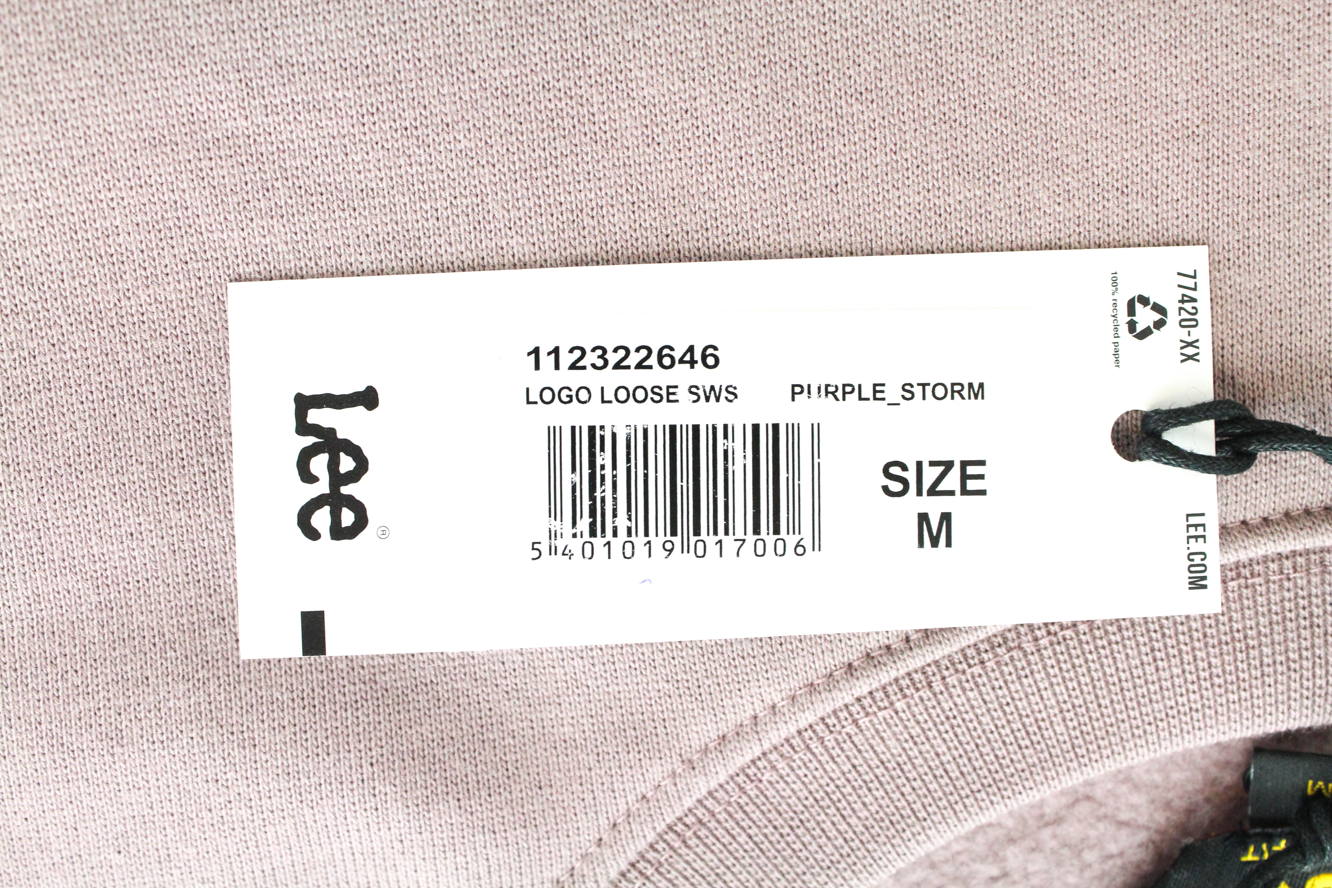 LEE Men's M Purple Storm Jersey Fleece Sweatshirt Crew Neck Loose Fit