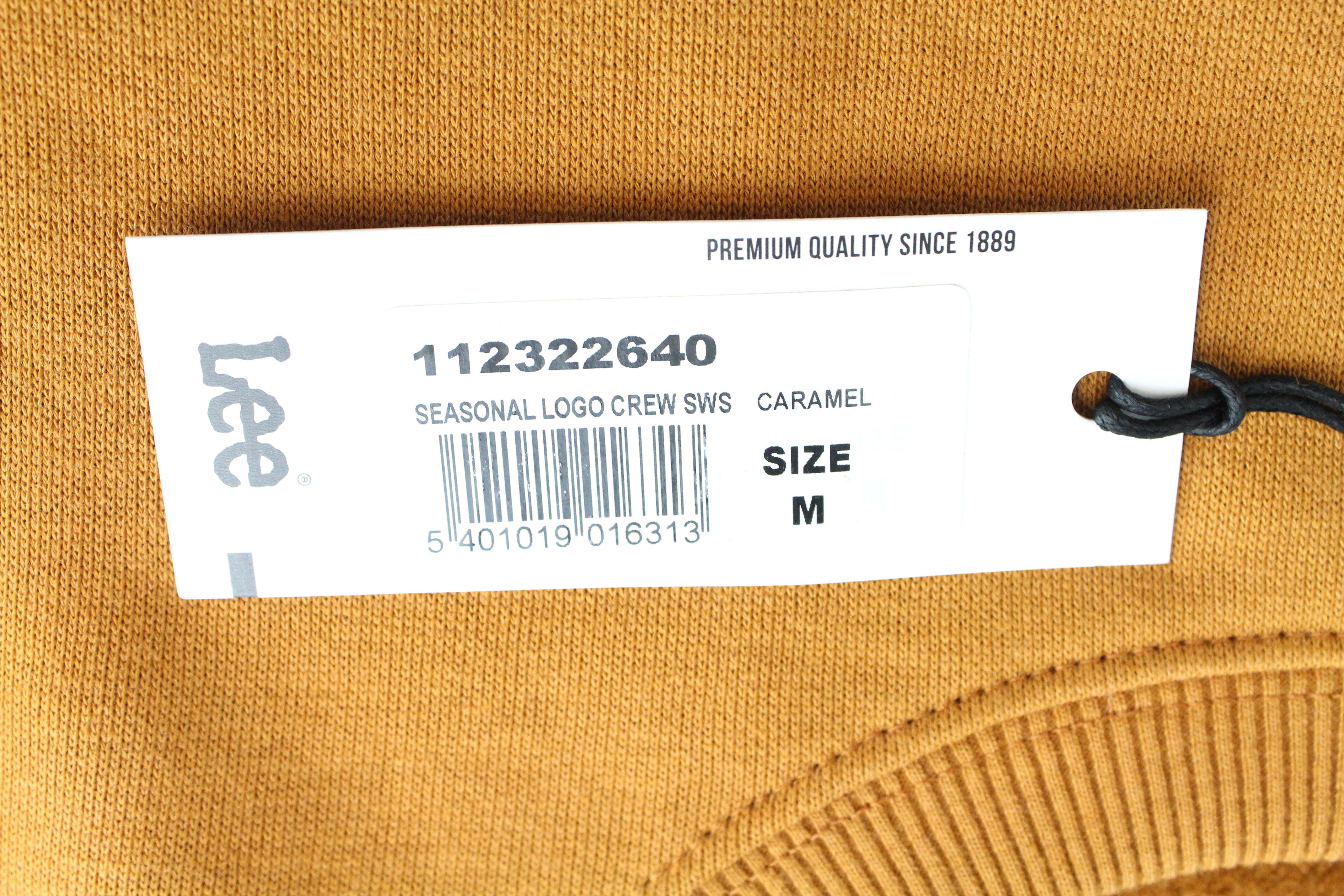 LEE Men's M Caramel Brown Jersey Logo Sweatshirt Crew Neck Casual Fit