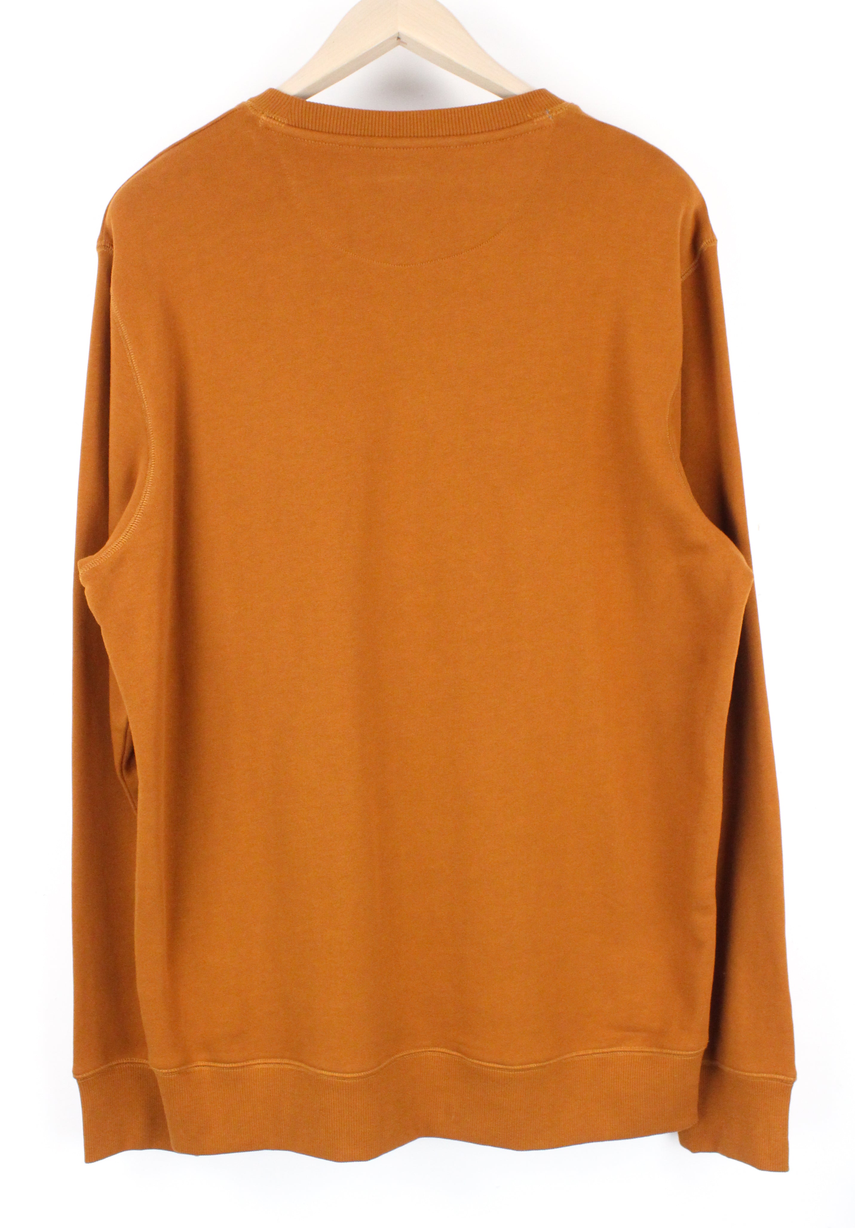 WRANGLER Men's M Nutmeg Brown Fleece Sweatshirt Crew Neck Logo Print