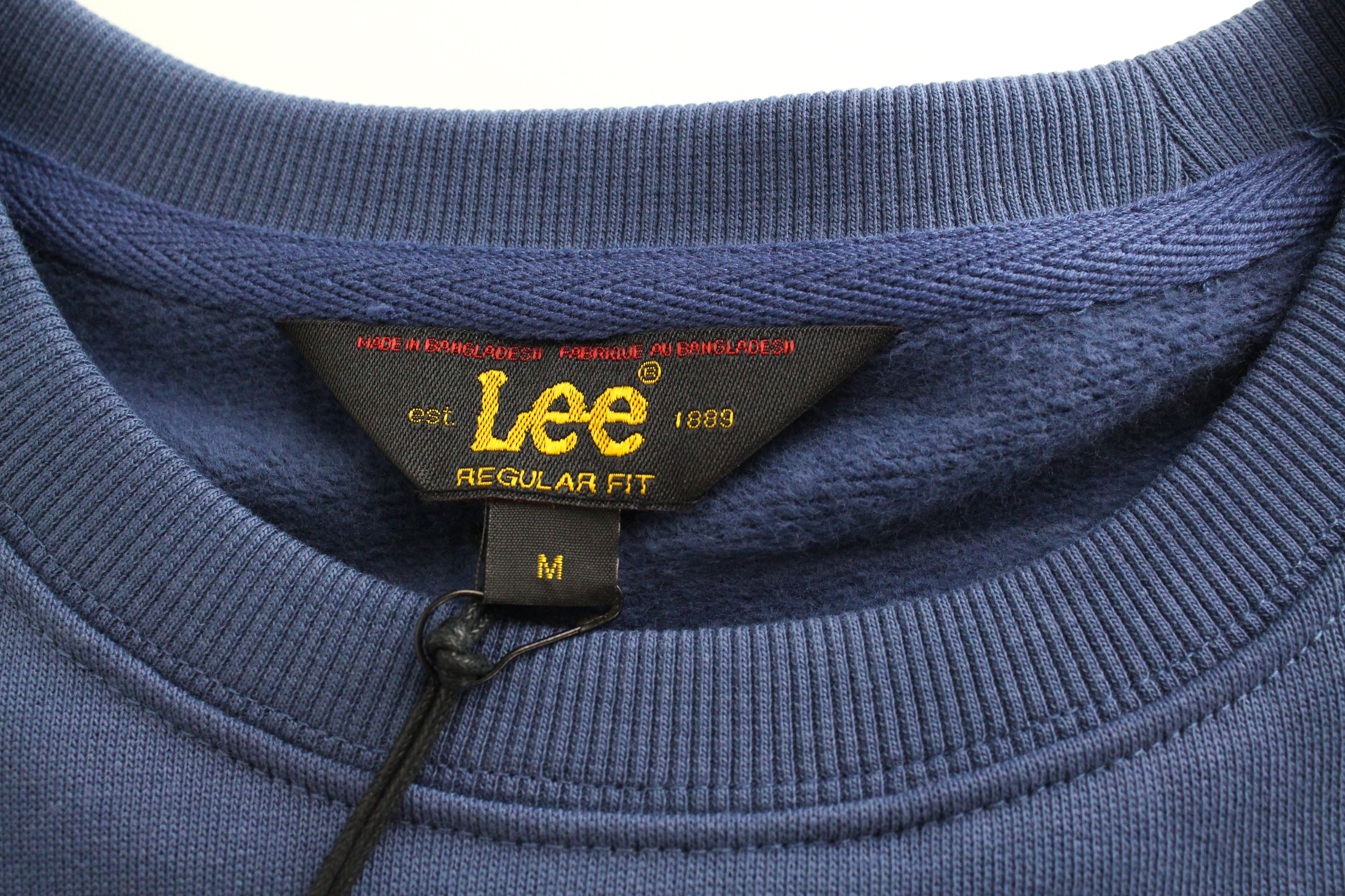 LEE Men's M Marine Blue Fleece Sweatshirt Logo Print Crew Neckline