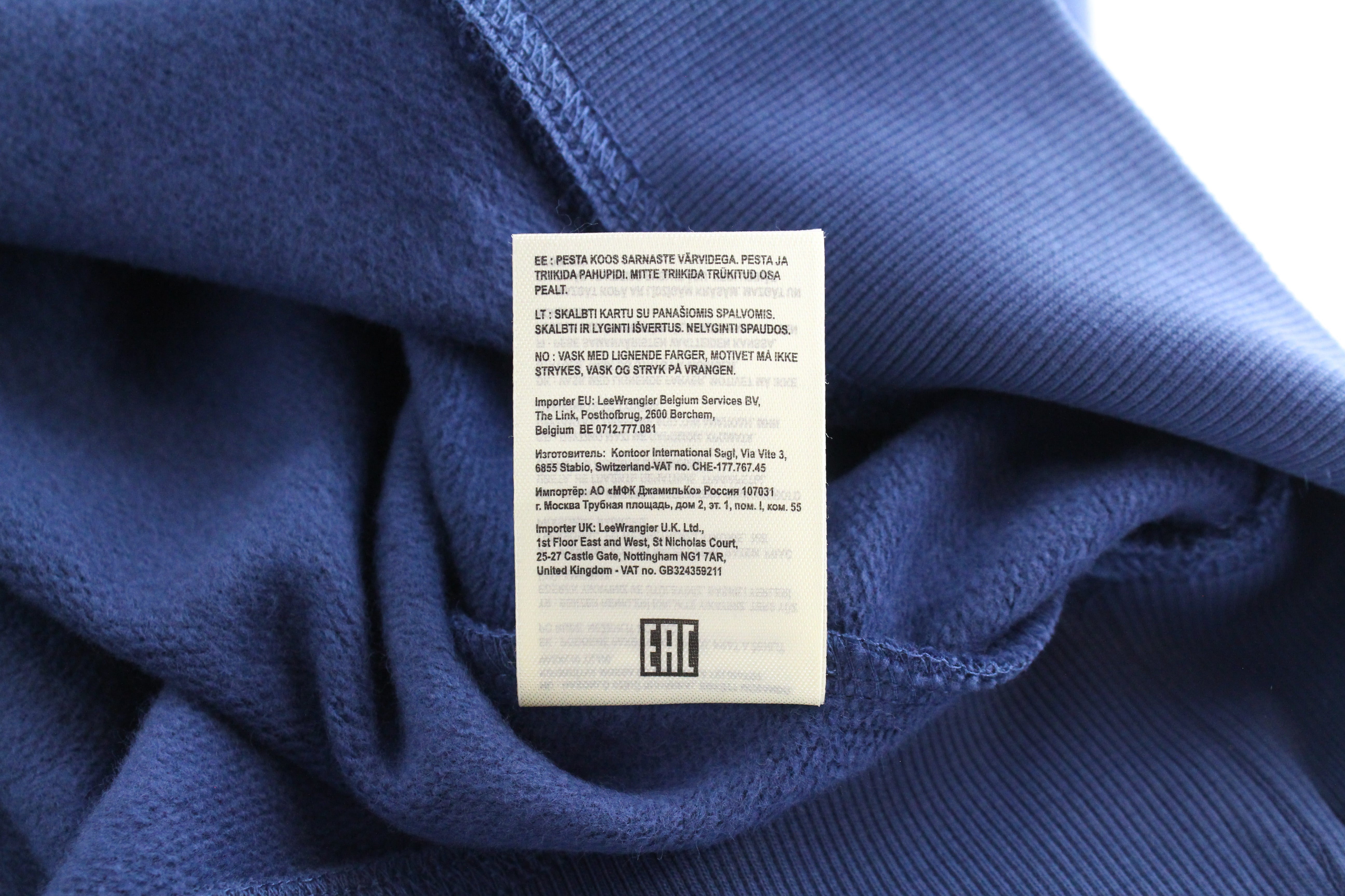 LEE Men's M Marine Blue Fleece Sweatshirt Logo Print Crew Neckline