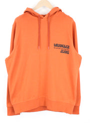WRANGLER Men's M Orange Cotton Slogan Hoodie Fleece Sweatshirt Logo Print