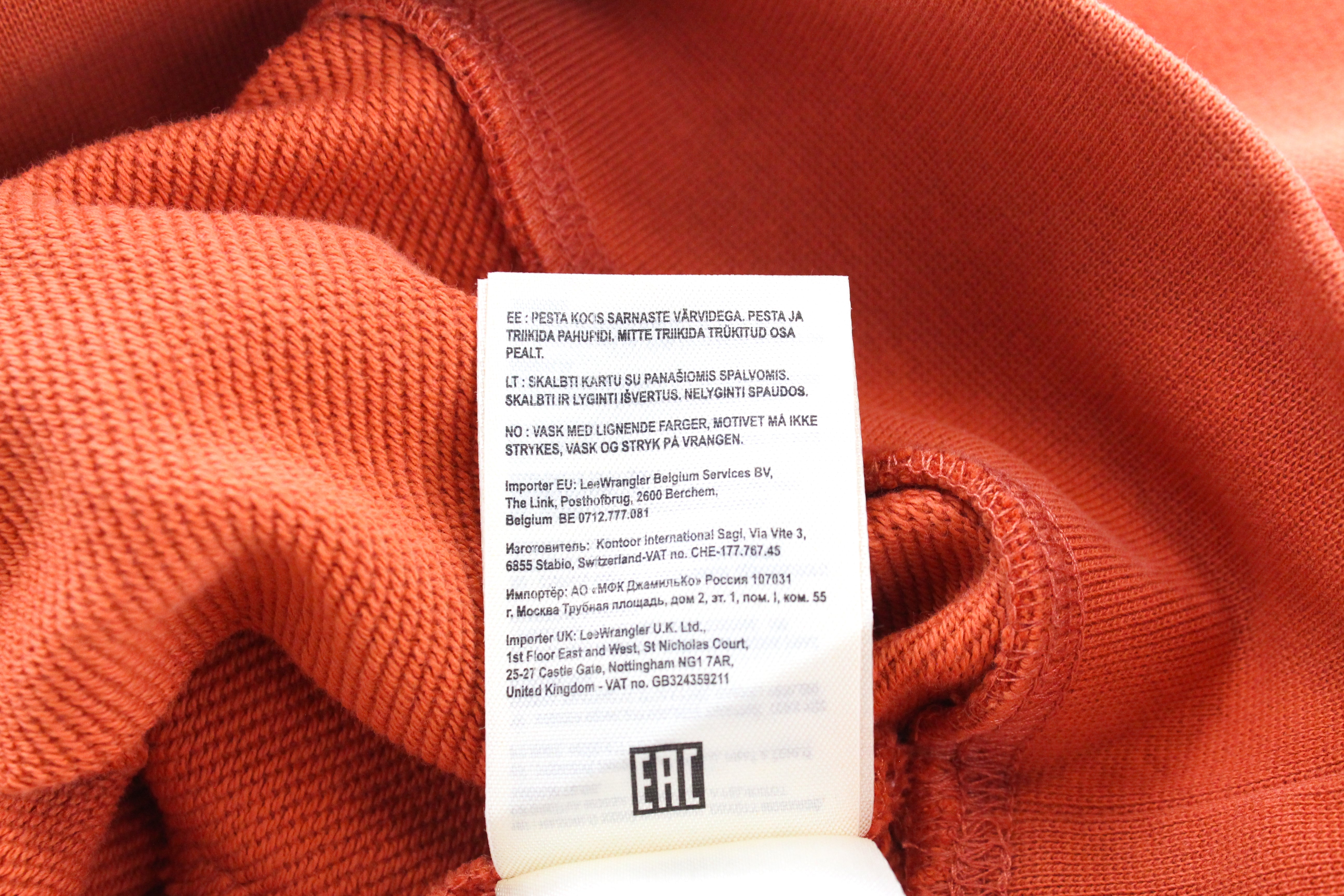 WRANGLER Men's M Orange Cotton Slogan Hoodie Fleece Sweatshirt Logo Print