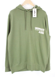 WRANGLER Men's M Green Hooded Slogan Fleece Sweatshirt